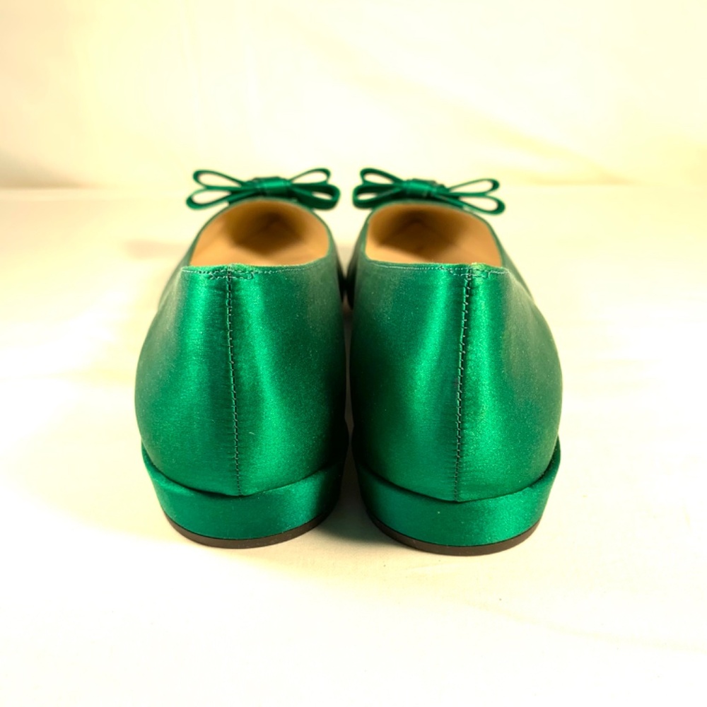 LK Bennett Pointed-Toe Flats in Emerald Green Satin with Bow Detail size 41/10.5 - Picture 6 of 12